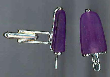 AMBROSINI JEWELS - GEMELLI ARGENTO 925° ghiacciolo finitura bianca pietra viola