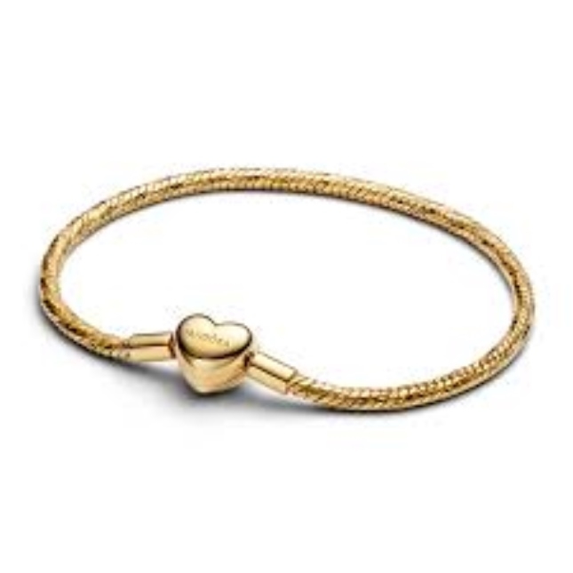 PANDORA JEWELRY Mod. HEART CLASP FACETED SNAKE CHAIN BRACELET