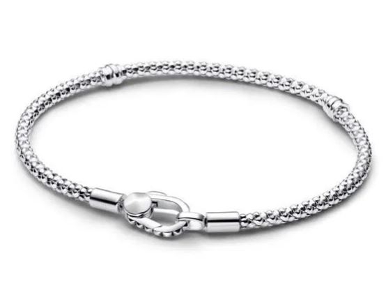 PANDORA JEWELRY Mod. MOMENTS STUDDED CLASP &amp; CHAIN BRACELET