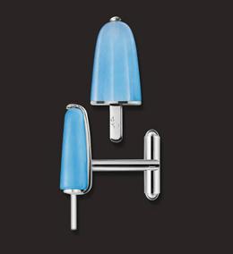 AMBROSINI JEWELS - GEMELLI ARGENTO 925° ghiacciolo finitura bianca pietra azzurra
