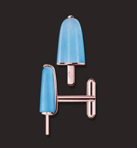 AMBROSINI JEWELS - GEMELLI ARGENTO 925° ghiacciolo finitura rosé pietra azzurra