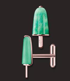 AMBROSINI JEWELS - GEMELLI ARGENTO 925° ghiacciolo finitura rosé pietra verde
