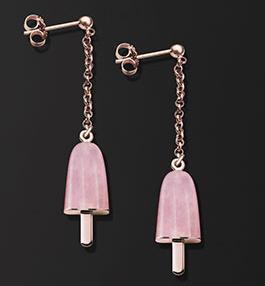 AMBROSINI JEWELS - ORECCHINI ARGENTO 925° ghiacciolo finitura rosé pietra rosa piccoli (14x8mm)