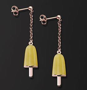 AMBROSINI JEWELS - ORECCHINI ARGENTO 925° ghiacciolo finitura rosé pietra gialla piccoli (14x8mm)