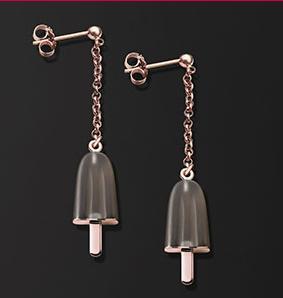 AMBROSINI JEWELS - ORECCHINI ARGENTO 925° ghiacciolo finitura rosé pietra marrone piccoli (14x8mm)
