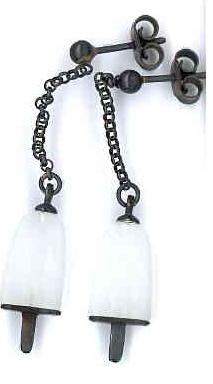 AMBROSINI JEWELS - ORECCHINI ARGENTO 925° ghiacciolo finitura brunita pietra bianca piccoli (14x8mm)
