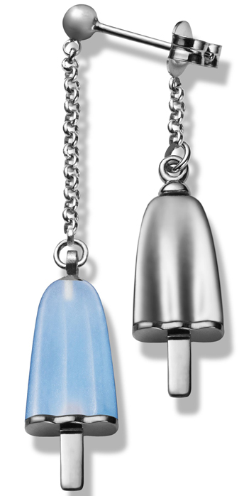 AMBROSINI JEWELS - ORECCHINI doppi ARGENTO 925° ghiacciolo finitura bianca pietra azzurra