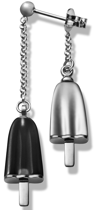 AMBROSINI JEWELS - ORECCHINI doppi ARGENTO 925° ghiacciolo finitura bianca pietra nera