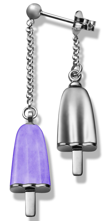 AMBROSINI JEWELS - ORECCHINI doppi ARGENTO 925° ghiacciolo finitura bianca pietra viola