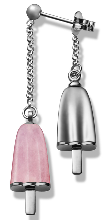 AMBROSINI JEWELS - ORECCHINI doppi ARGENTO 925° ghiacciolo finitura bianca pietra rosa