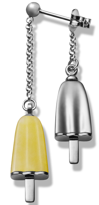 AMBROSINI JEWELS - ORECCHINI doppi ARGENTO 925° ghiacciolo finitura bianca pietra gialla