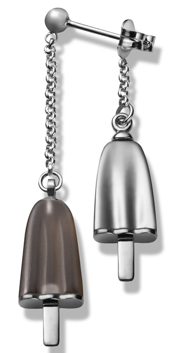 AMBROSINI JEWELS - ORECCHINI doppi ARGENTO 925° ghiacciolo finitura bianca pietra marrone