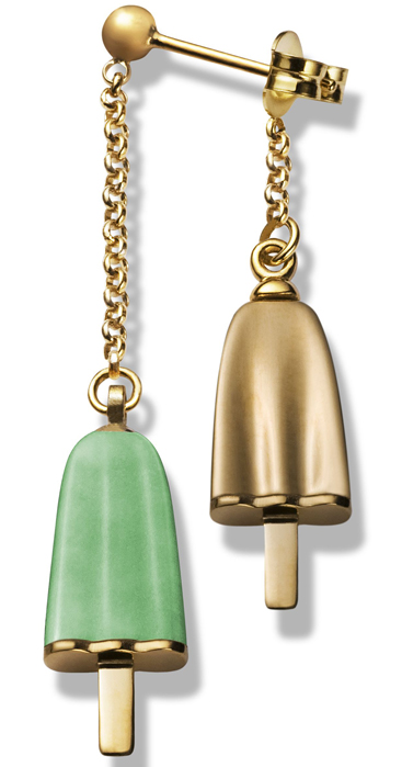 AMBROSINI JEWELS - ORECCHINI doppi ARGENTO 925° ghiacciolo finitura rosé pietra verde