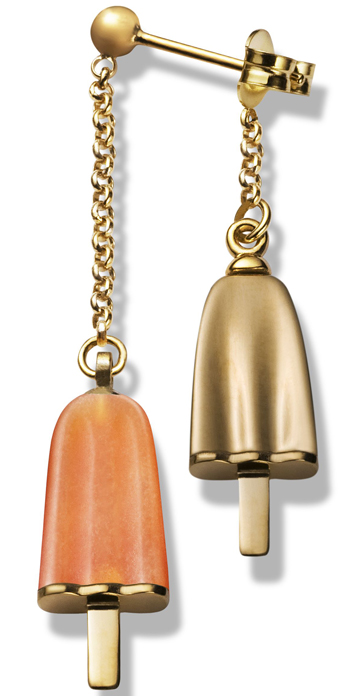 AMBROSINI JEWELS - ORECCHINI doppi ARGENTO 925° ghiacciolo finitura rosé pietra arancio
