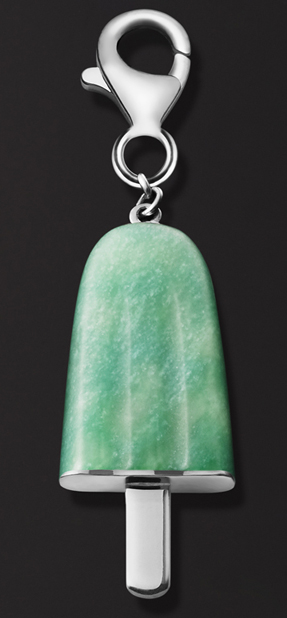 AMBROSINI JEWELS - PENDENTE ARGENTO 925° ghiacciolo finitura bianca pietra verde piccolo (21x14 mm)
