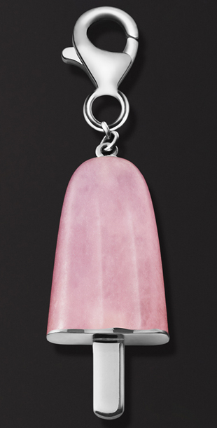 AMBROSINI JEWELS - PENDENTE ARGENTO 925° ghiacciolo finitura bianca pietra rosa piccolo (21x14 mm)