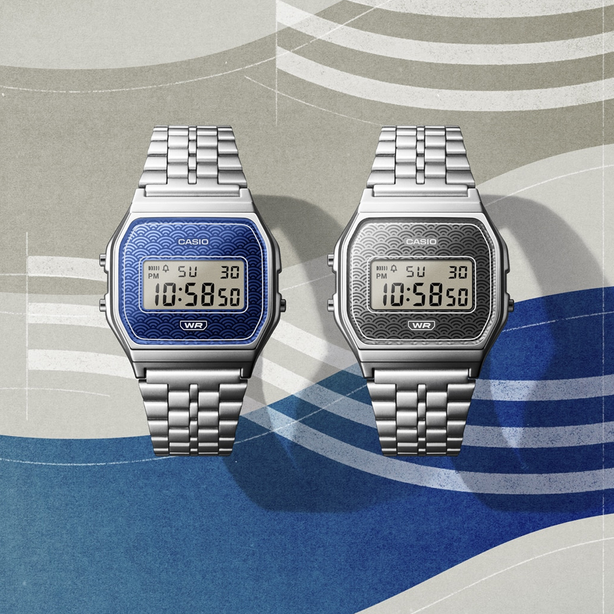 CASIO VINTAGE Mod. ICONIC - TRADITIONAL SEIGAIHA PATTERN Limited Edition - GREY