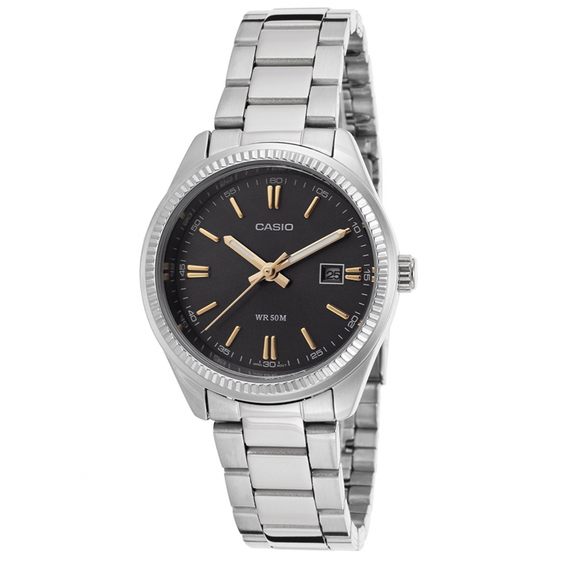 CASIO COLLECTION Mod. LADY DATE - BLACK, GOLD INDEXES