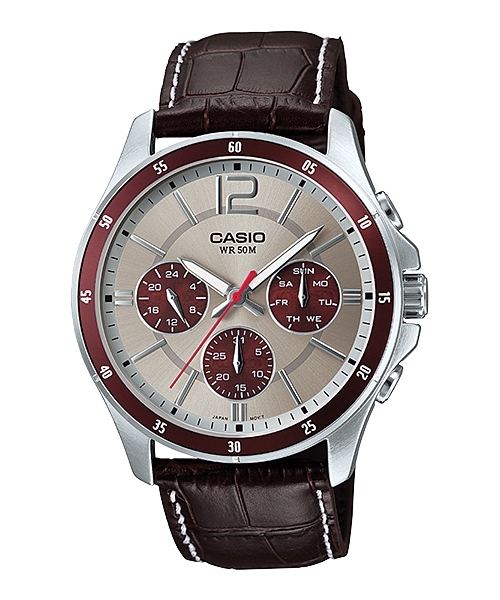CASIO COLLECTION Mod. MULTIFUNCTION CALENDAR, LEATHER - TWO TONES