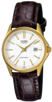 CASIO COLLECTION Mod. LADY DATE LEATHER - WHITE, GOLD INDEXES