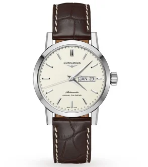 LONGINES - THE LONGINES 1832 COLLECTION Automatic. Annual Calendar Alligator Strap ANNUAL CALENDAR