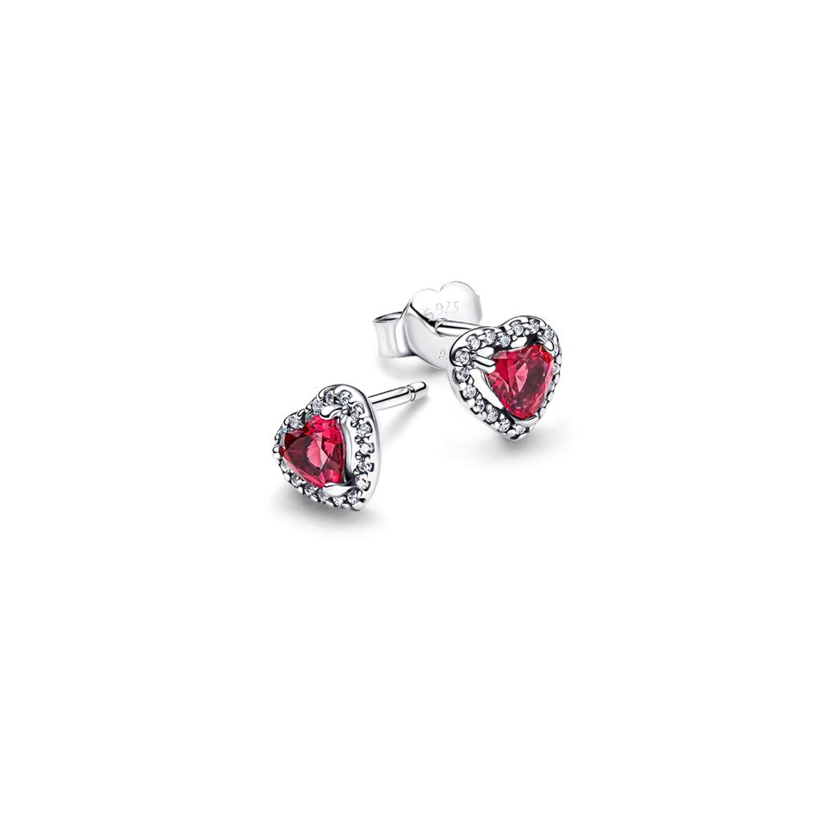 PANDORA JEWELRY Mod. ELEVATED RED HEART STUD EARRINGS