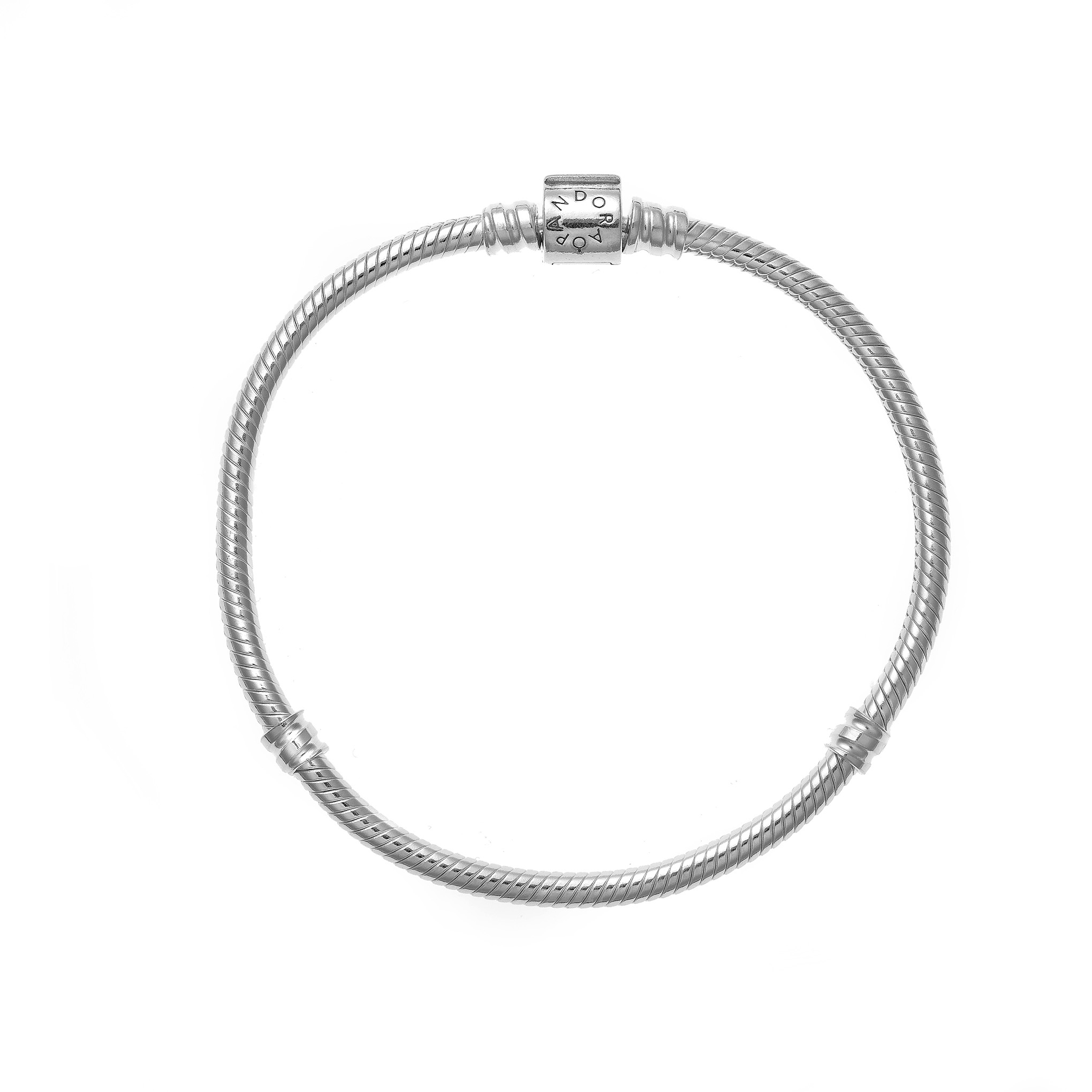PANDORA JEWELRY Mod. MOMENTS BARREL CLASP SNAKE CHAIN BRACELET