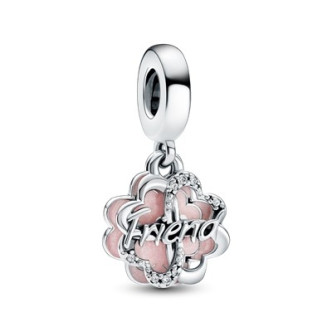 PANDORA Mod. FOUR-LEAF CLOVER FRIENDSHIP DOUBLE DANGLE CHARM