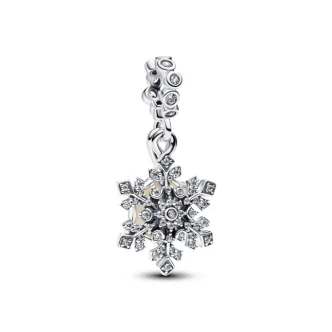 PANDORA CHARMS Mod. OPALESCENT SNOWFLAKE DOUBLE DANGLE