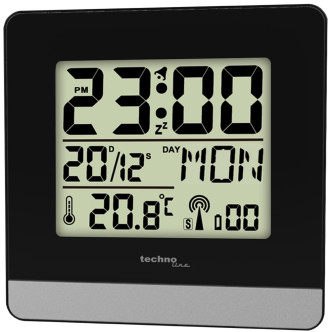 TECHNO LINE Mod. WT260 - Sveglia radiocontrollata con temp. data (7 lingue). luce e snooze - Radio controlled alarm clock with temp. date (7 languages). light and snooze