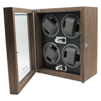 Watch Winder for 4 Watches – LED Light (switchable) / Carica Orologio 4 orologi – Luce LED (disattivabile)